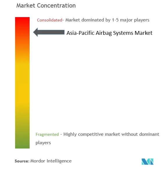 Concentración del mercado de sistemas de airbags de Asia Pacífico