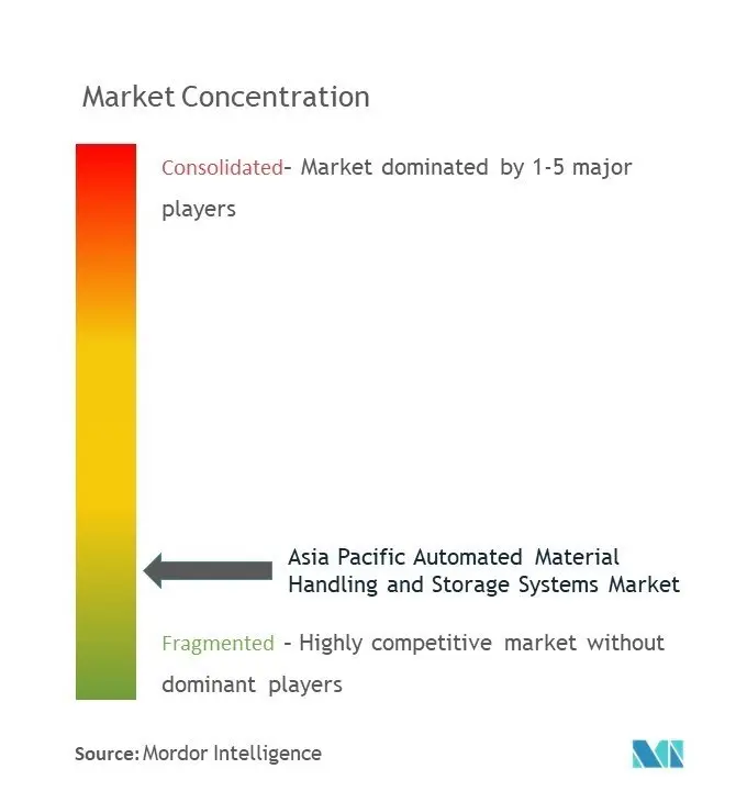 Concentração do mercado de sistemas automatizados de manuseio e armazenamento de materiais Ásia-Pacífico