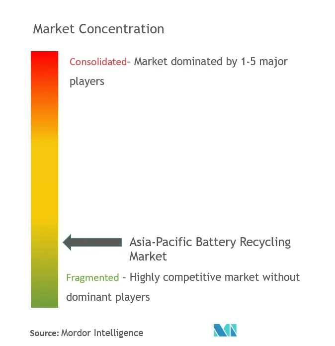 アジア太平洋地域のバッテリーリサイクル市場集中度