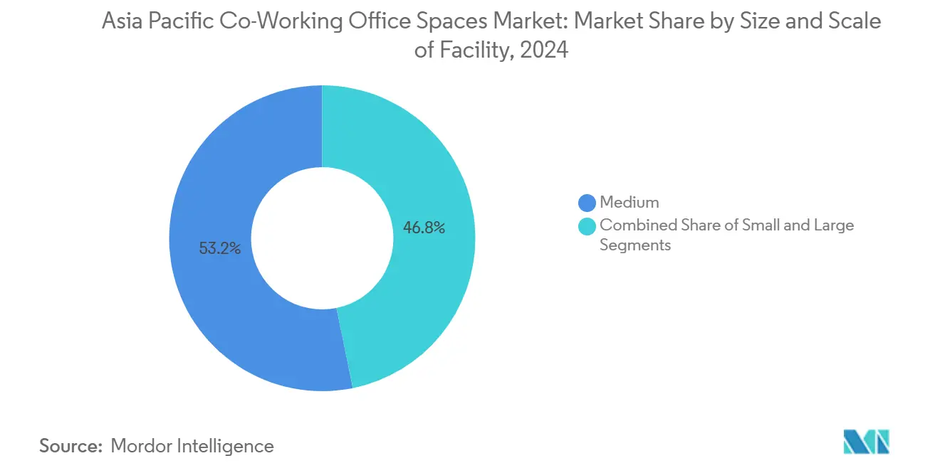 Asia Pacific Co-Working Office Spaces Market: Market Share by Size and Scale of Facility