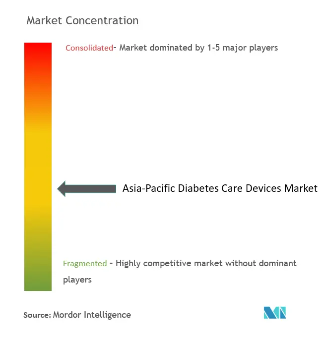 アジア太平洋地域の糖尿病治療機器市場の集中度