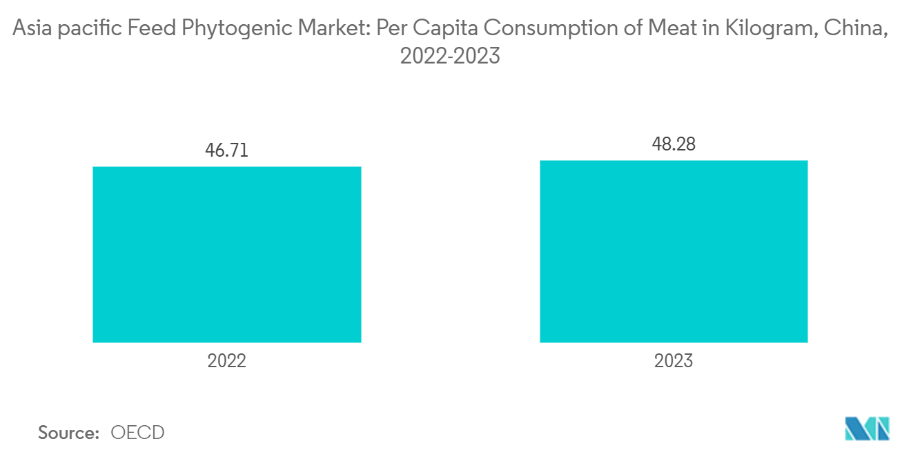 Asia Pacific Feed Phytogenics Market: Asia pacific Feed Phytogenic Market: Per Capita Consumption of Meat in Kilogram, China, 2022-2023