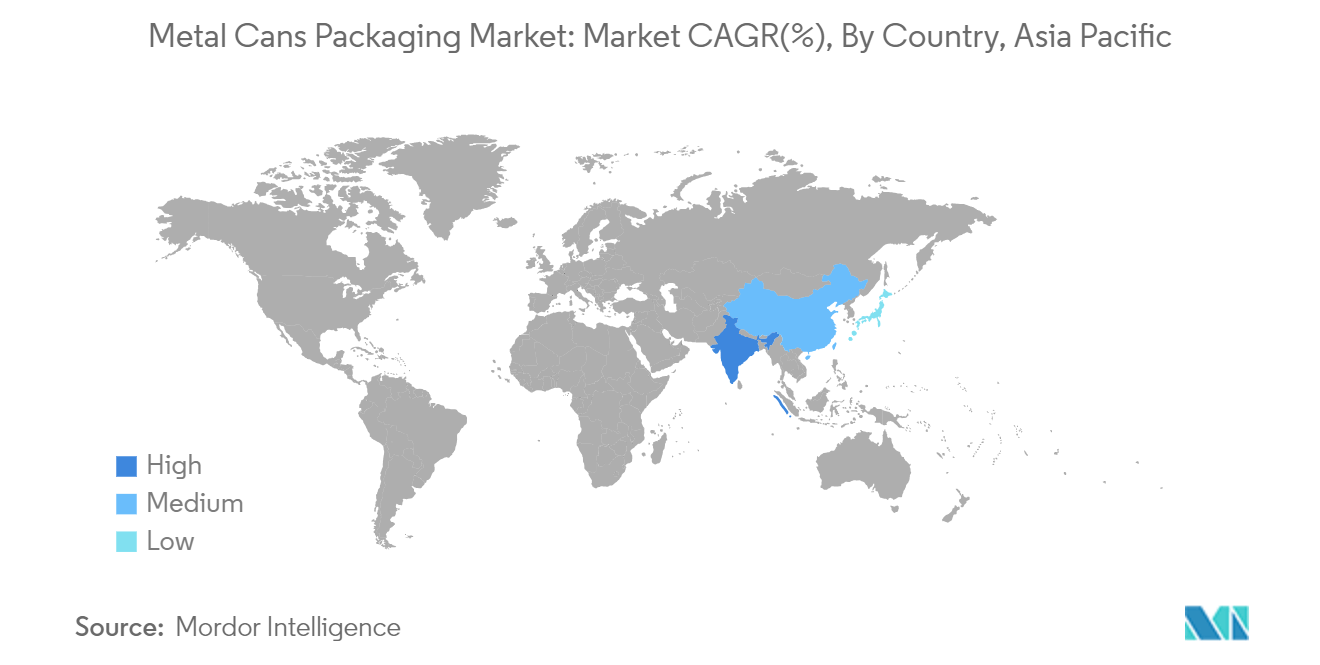 Metal Cans Packaging Market: Market CAGR(%), By Country, Asia Pacific