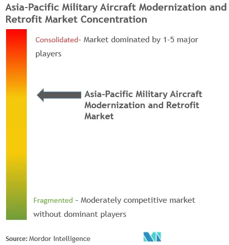 Concentración del mercado de modernización y modernización de aviones militares de Asia y el Pacífico