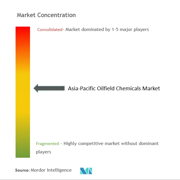 Concentración del mercado de productos químicos para yacimientos petrolíferos de Asia y el Pacífico