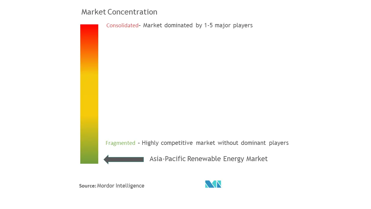 アジア太平洋地域の再生可能エネルギー市場の集中度