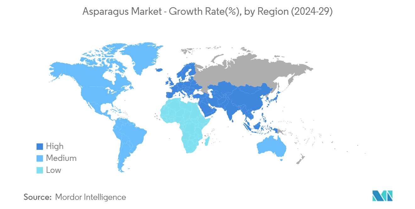 アスパラガス市場 - 地域別成長率（%） (2024-29)