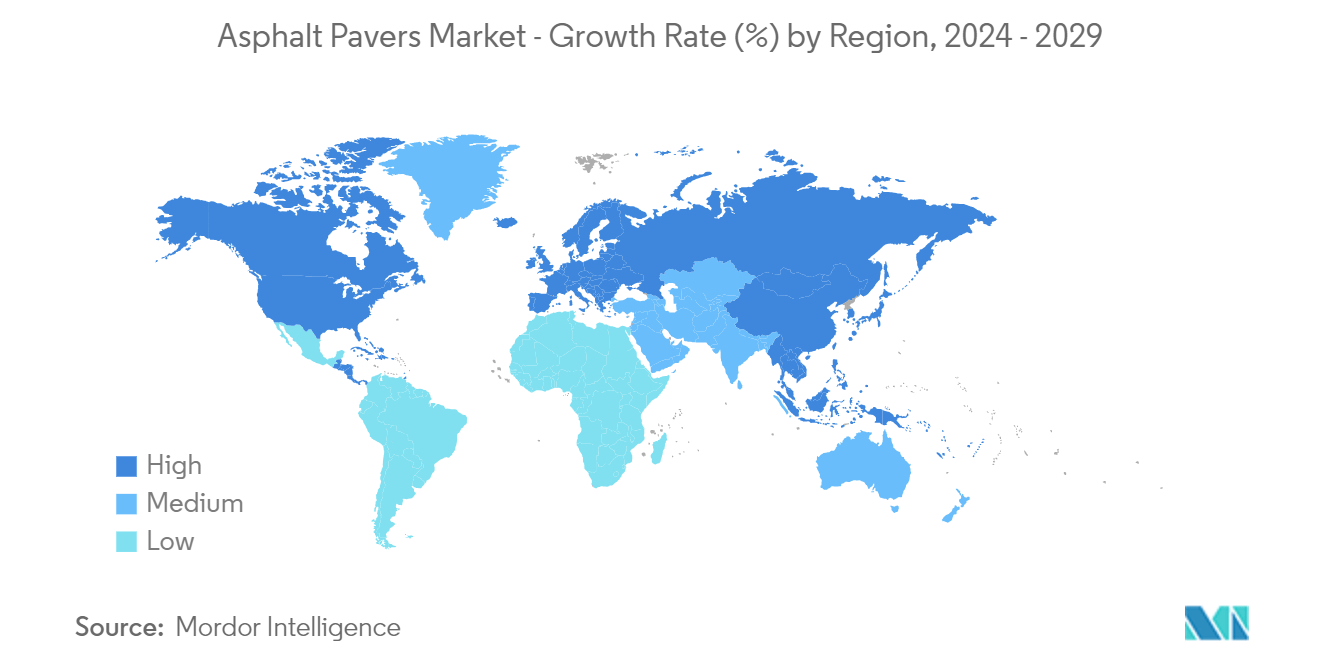 Asphalt Pavers Market - Growth Rate (%) by Region, 2024 - 2029