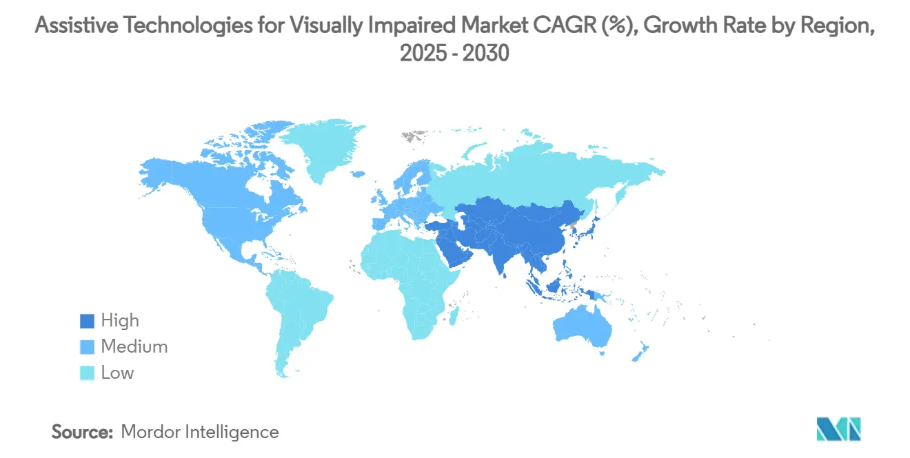 Assistive Technologies for Visually Impaired Market CAGR (%), Growth Rate by Region