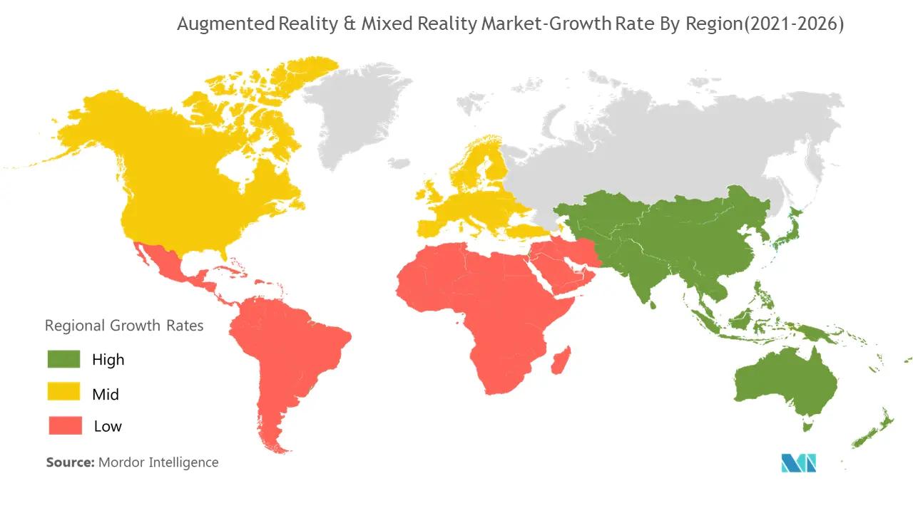 Augmented Reality & Mixed Reality Market - Growth Rate By Region (2021 - 2026)