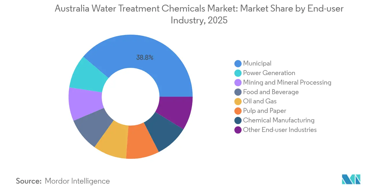 Australia Water Treatment Chemicals Market: Market Share by End-user Industry, 2025