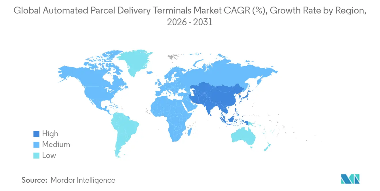 Global Automated Parcel Delivery Terminals Market CAGR (%), Growth Rate by Region