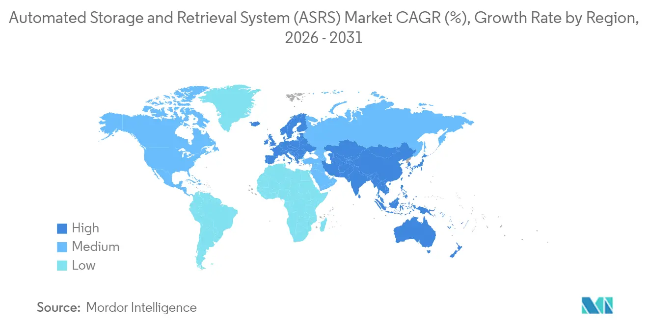 Automated Storage and Retrieval System (ASRS) Market CAGR (%), Growth Rate by Region