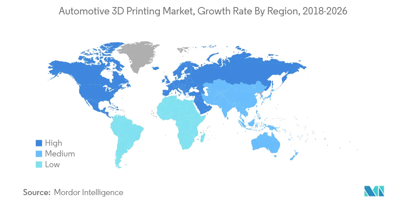 Automotive 3D Printing Market, Growth Rate By Region, 2018-2026