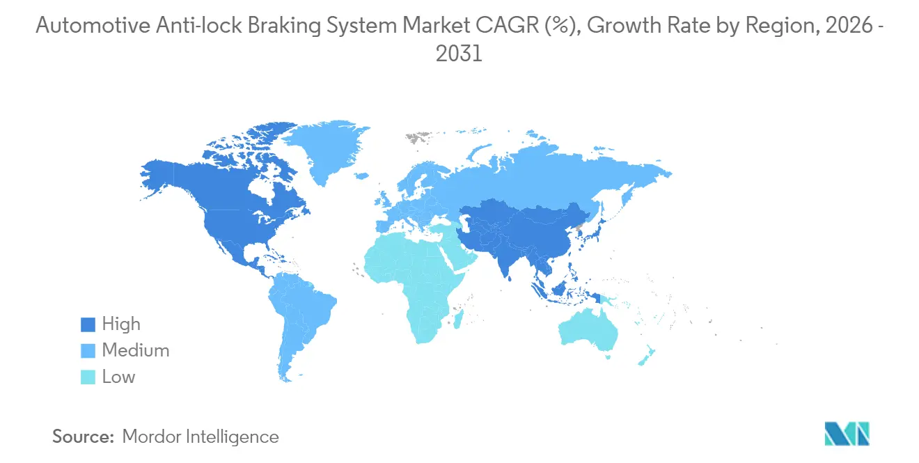 Market Analysis of Automotive Anti-lock Braking System Market: Chart for  Region