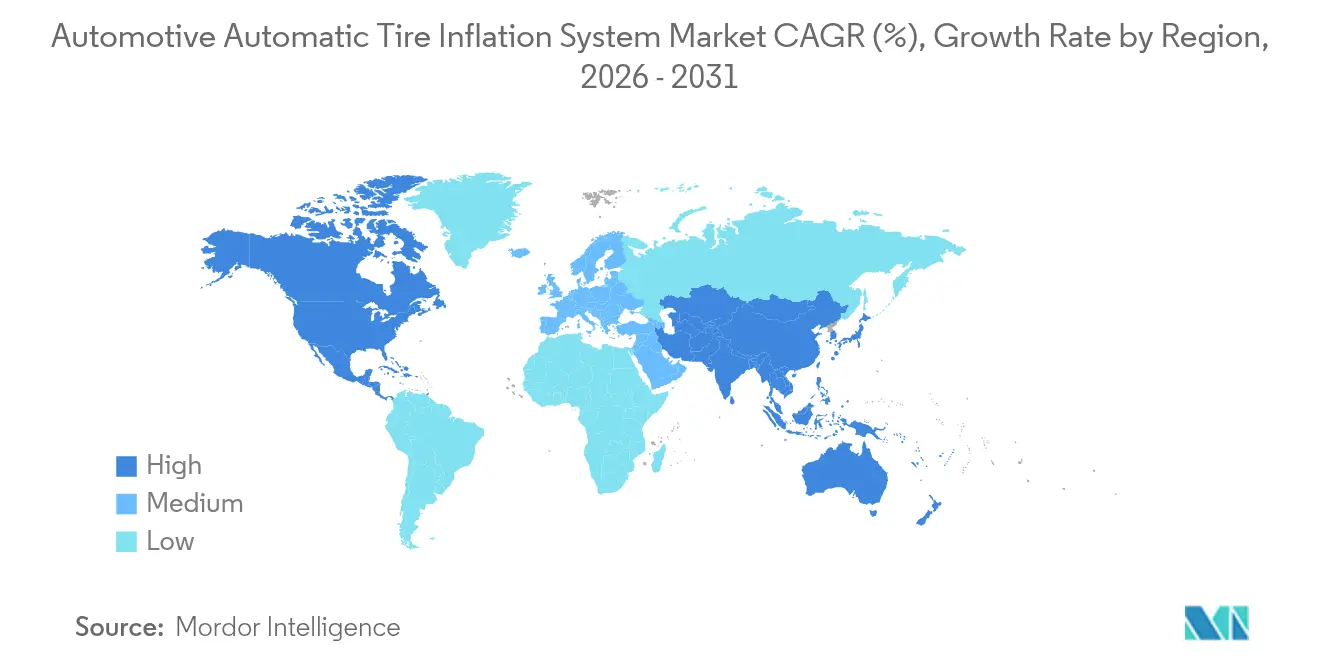 Automotive Automatic Tire Inflation System Market CAGR (%), Growth Rate by Region