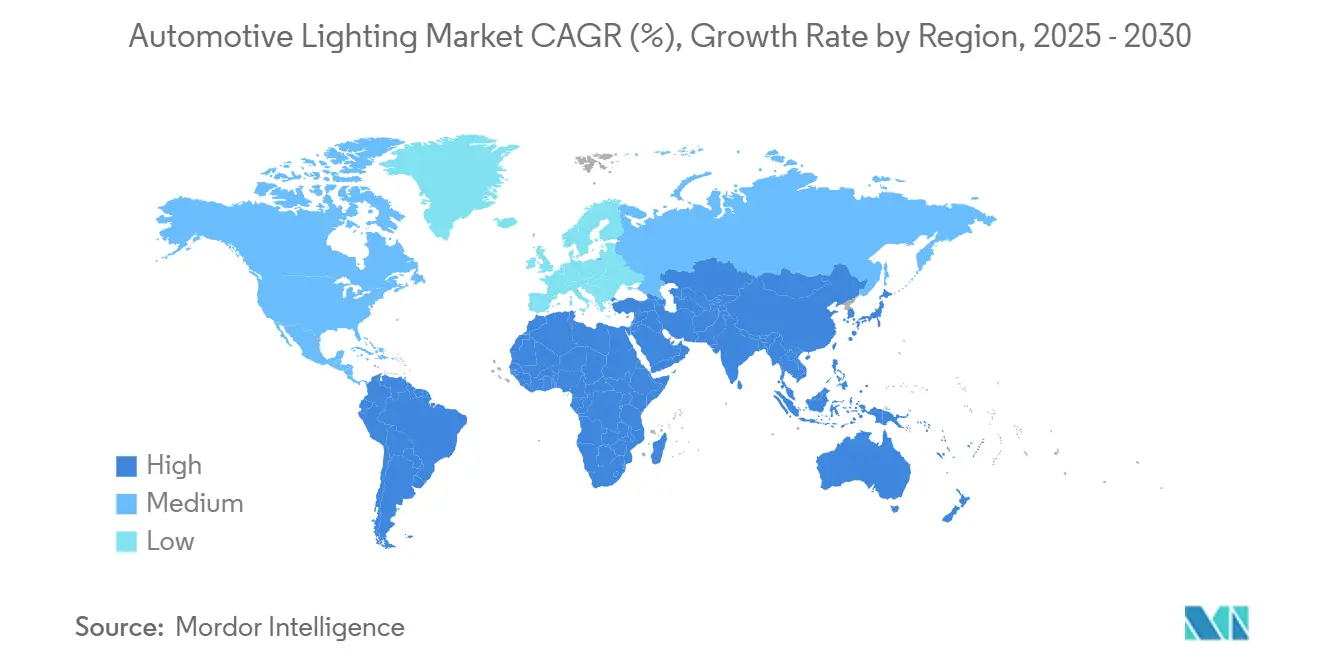 Automotive Lighting Market CAGR (%), Growth Rate by Region