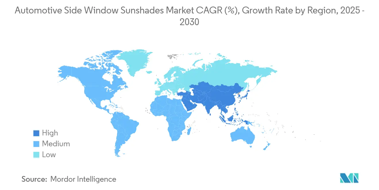 Automotive Side Window Sunshades Market CAGR (%), Growth Rate by Region