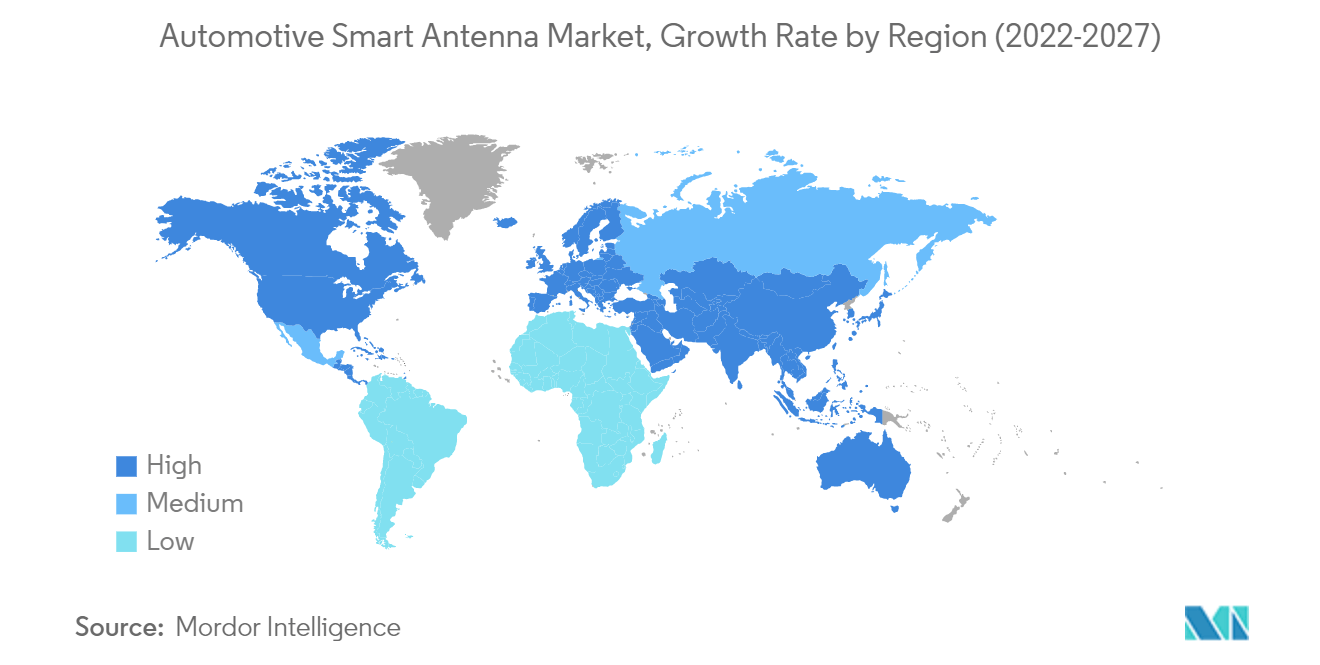 Automotive Smart Antenna Market : Automotive Smart Antenna Market, Growth Rate by Region (2022-2027)