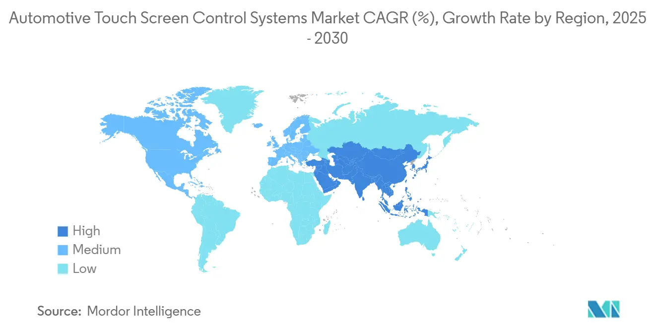자동차용 터치스크린 제어 시스템 메이저 바카라사이트 주사위 CAGR(%), 지역별 성장률