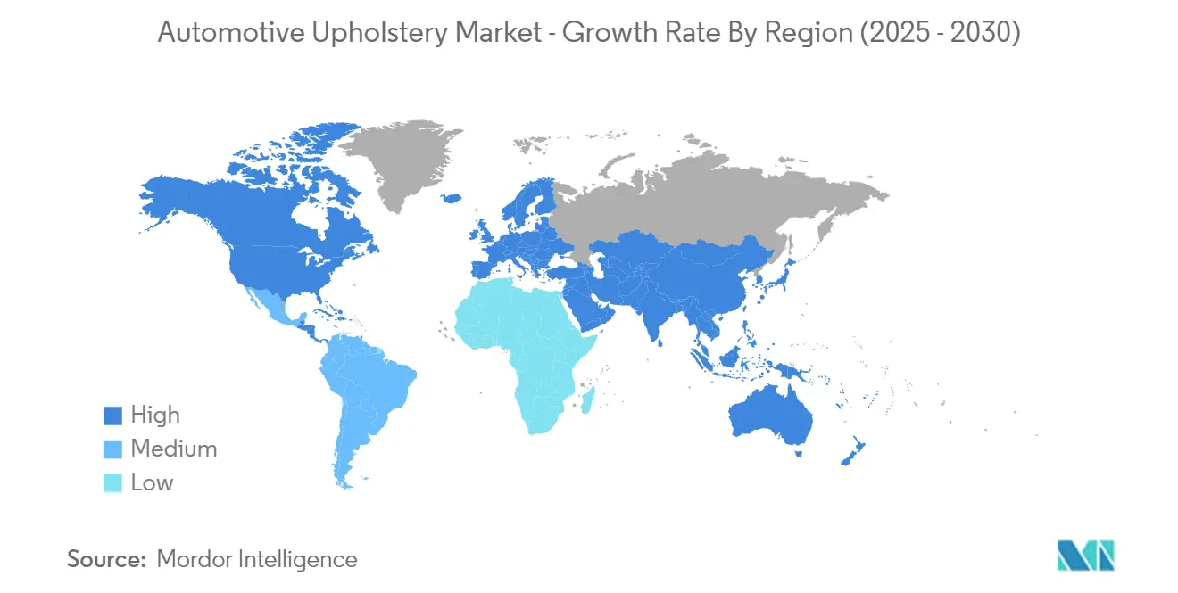 Automotive Upholstery Market - Growth Rate By Region (2025 - 2030)