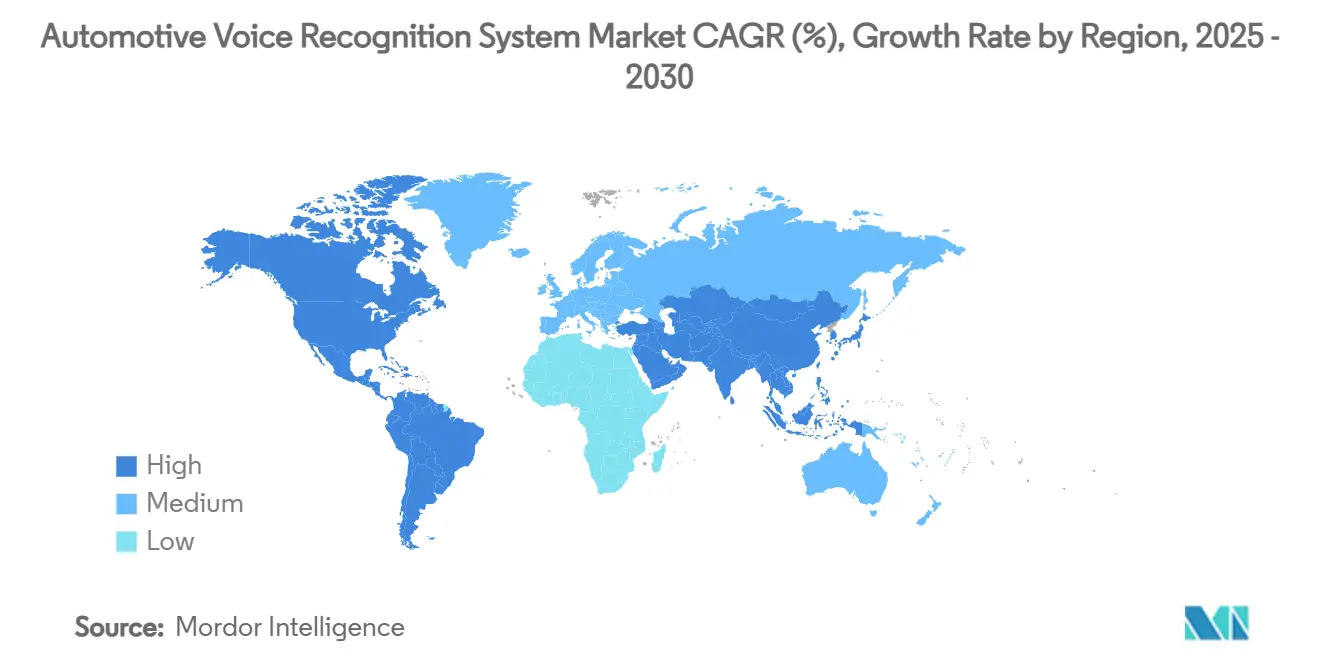 Automotive Voice Recognition System Market CAGR (%), Growth Rate by Region