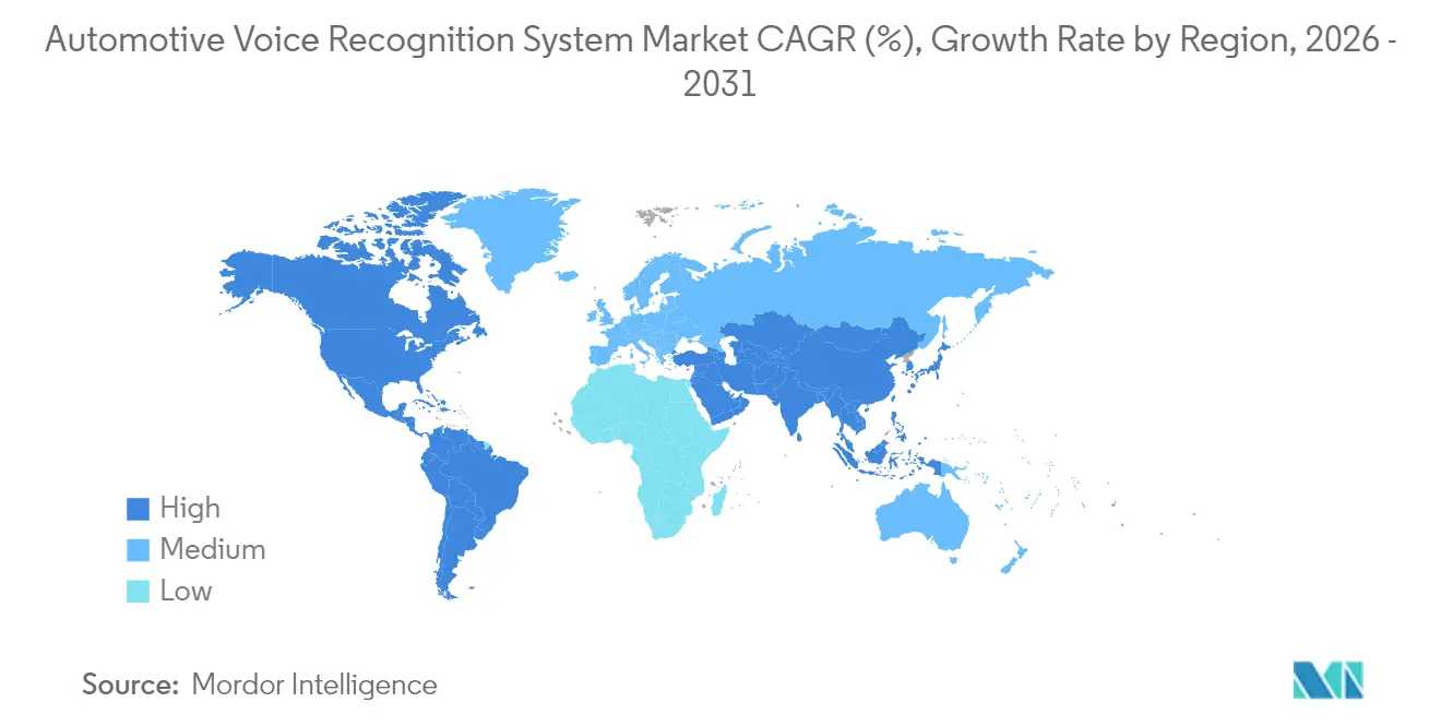 Automotive Voice Recognition System Market CAGR (%), Growth Rate by Region