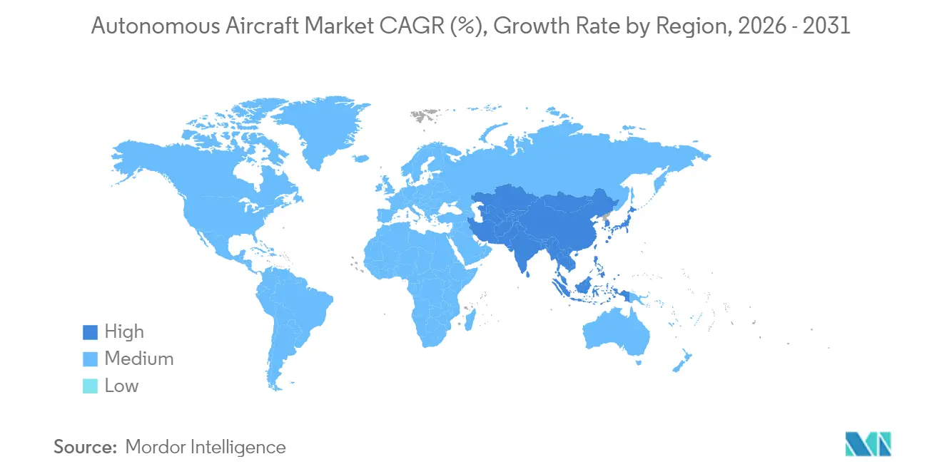 Autonomous Aircraft Market CAGR (%), Growth Rate by Region