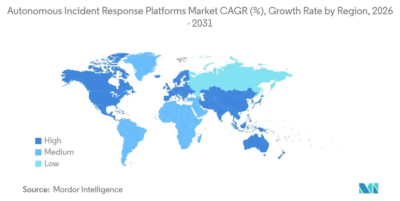 CAGR (%) du marché des plateformes autonomes de réponse aux incidents, taux de croissance par région