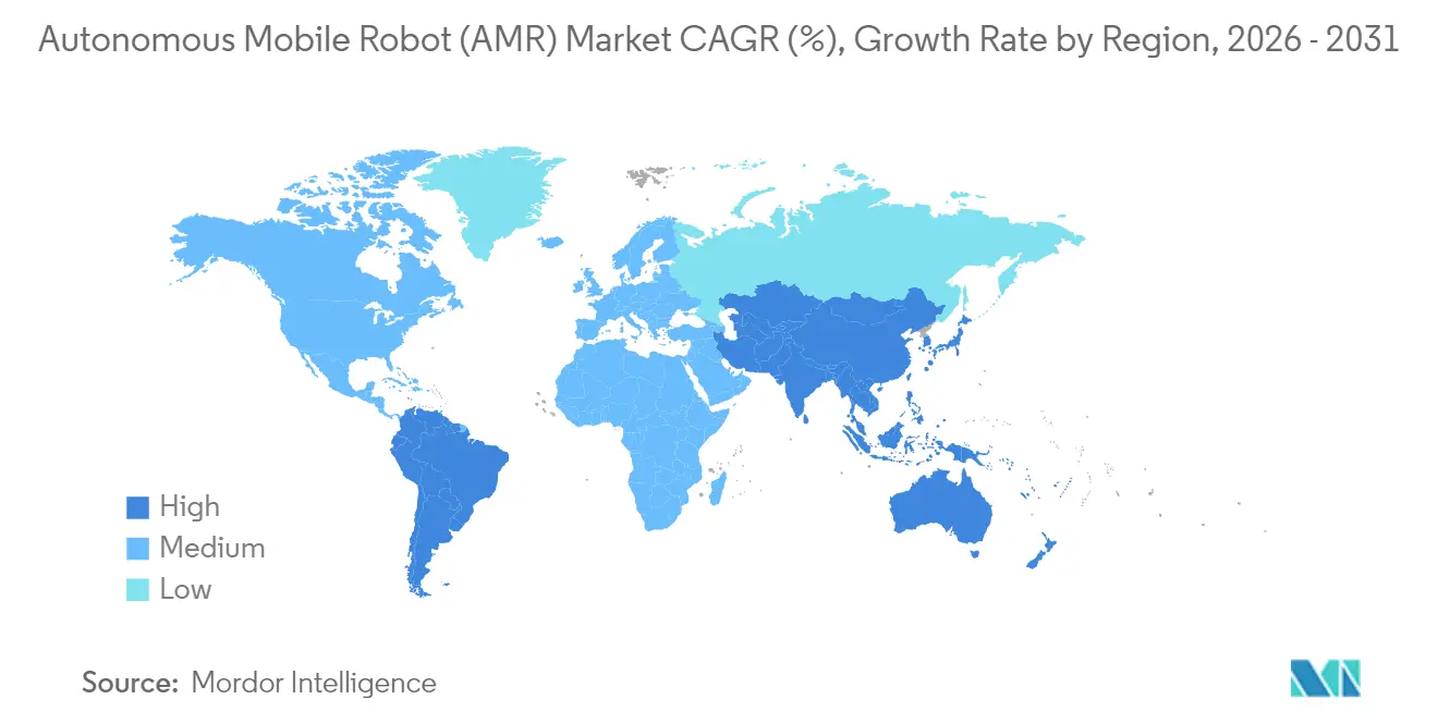 Autonomous Mobile Robot (AMR) Market CAGR (%), Growth Rate by Region