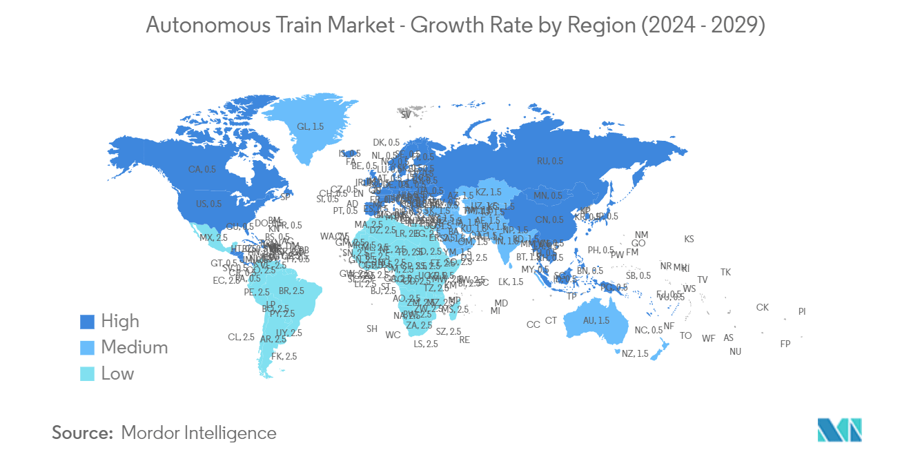 Autonomous Train Market - Growth Rate by Region (2024 - 2029)