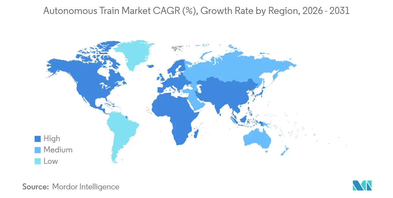 Autonomous Train Market CAGR (%), Growth Rate by Region
