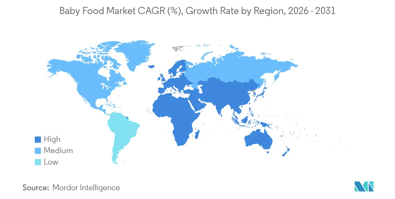 Baby Food Market CAGR (%), Growth Rate by Region