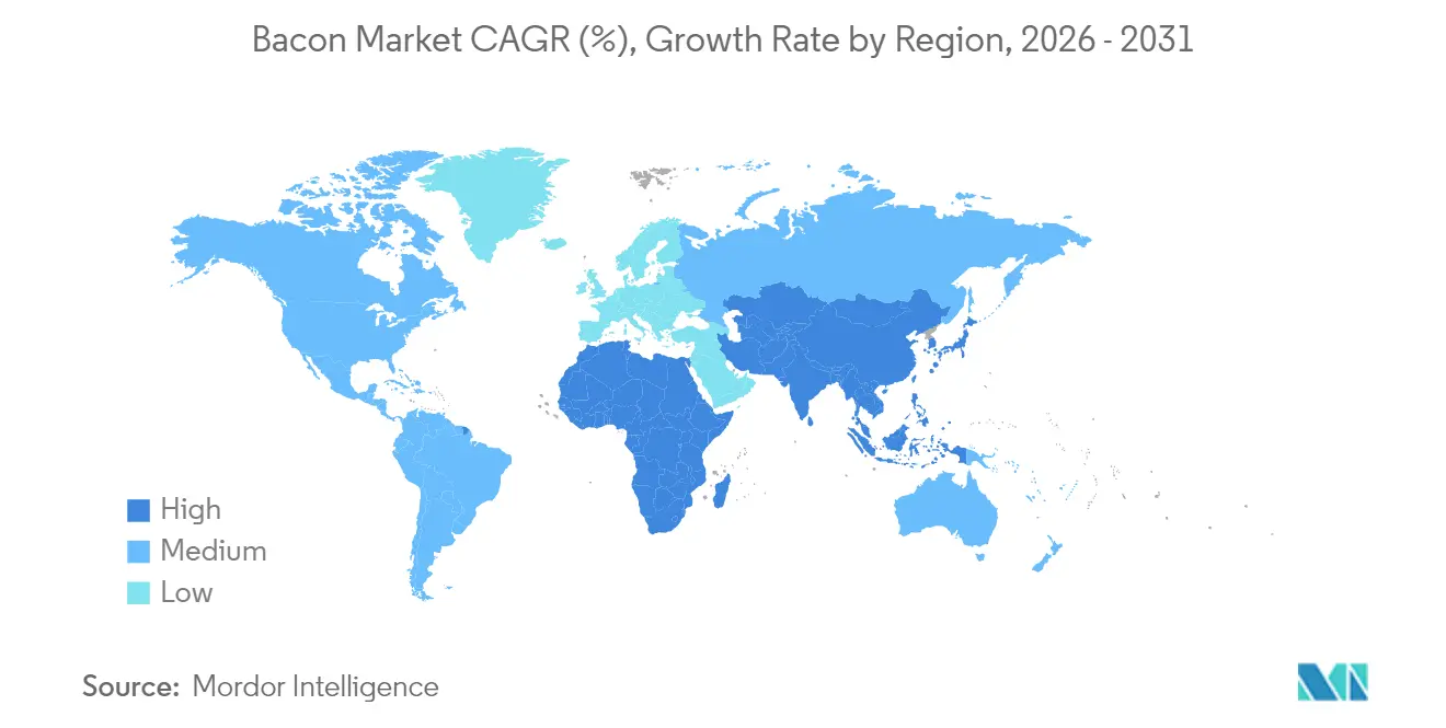 Market Analysis of Global Bacon Market: Forecasted Growth Rate by Region