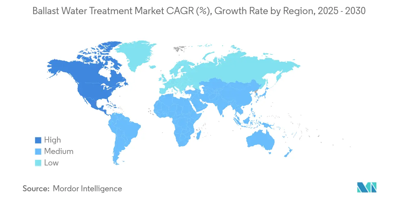 밸러스트수 처리 스피드 바카라 사이트 CAGR(%), 지역별 성장률