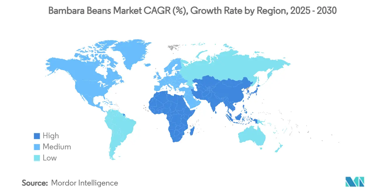 밤바라 콩 라이트닝 바카라 사이트 CAGR(%), 지역별 성장률