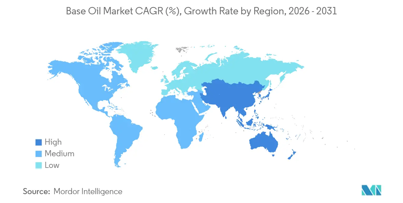 Tasa de Crecimiento del Mercado de Aceite Base por Región