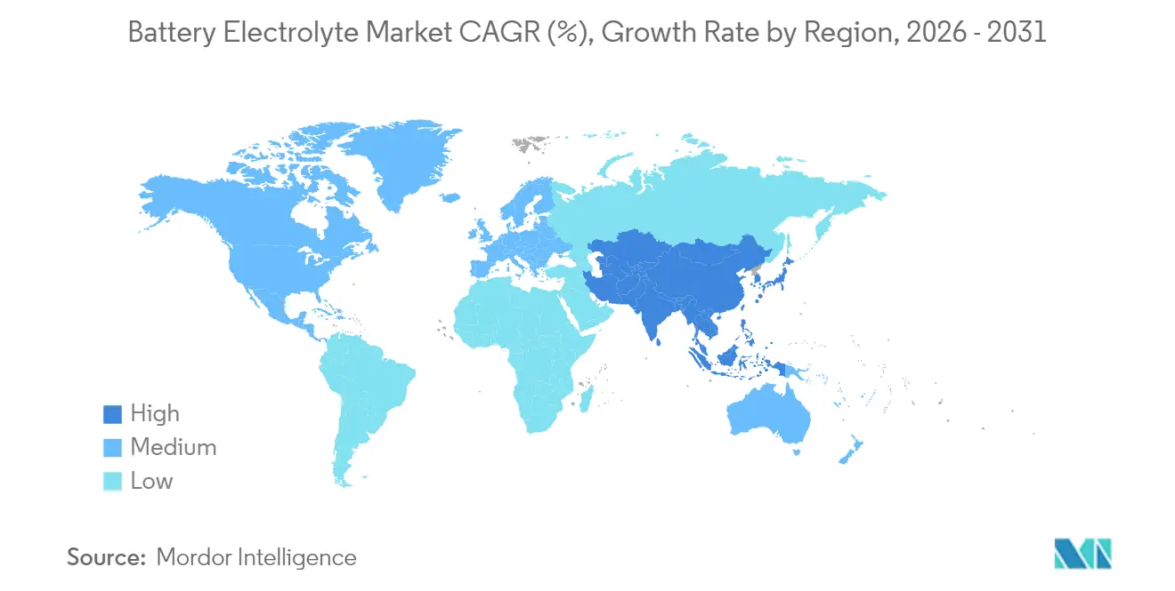 Battery Electrolyte Market CAGR (%), Growth Rate by Region