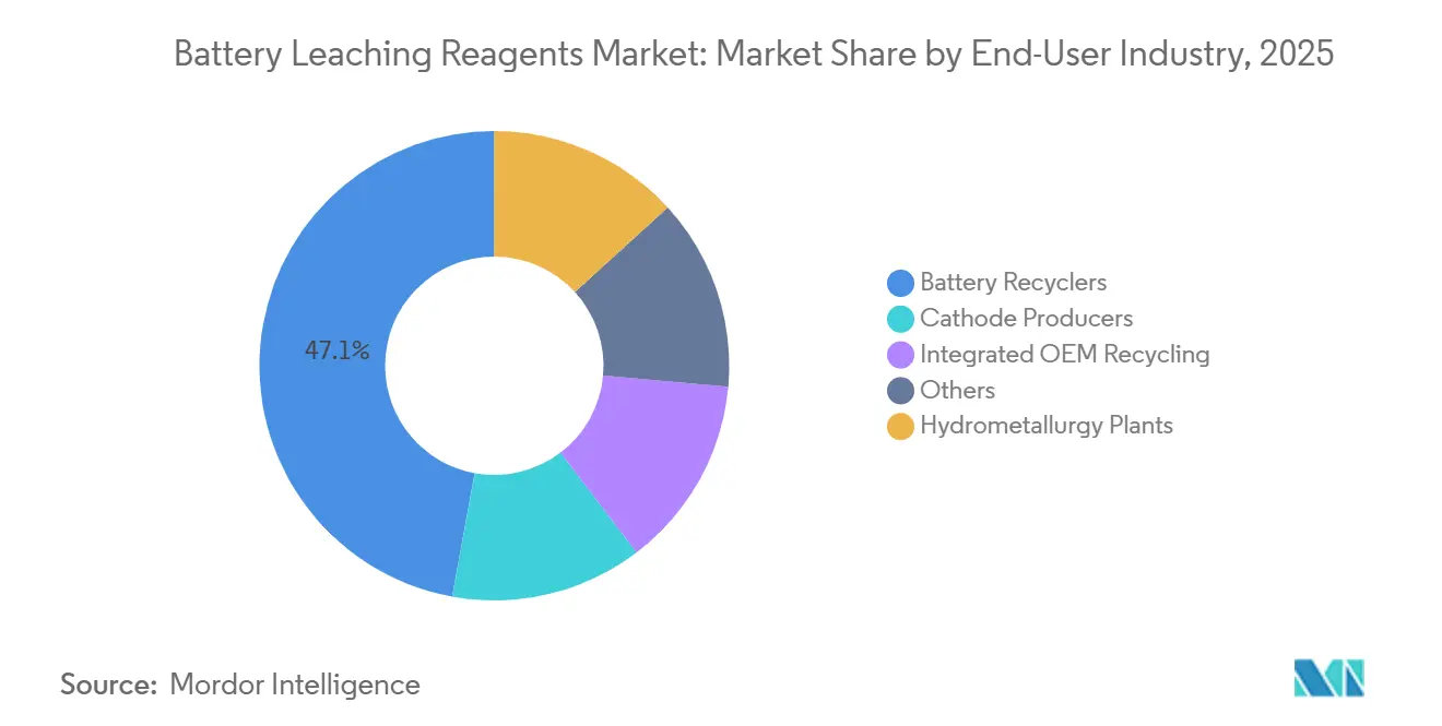 Battery Leaching Reagents Market Share by End-User Industry, 2025