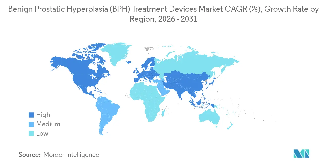 Benign Prostatic Hyperplasia (BPH) Treatment Devices Market CAGR (%), Growth Rate by Region