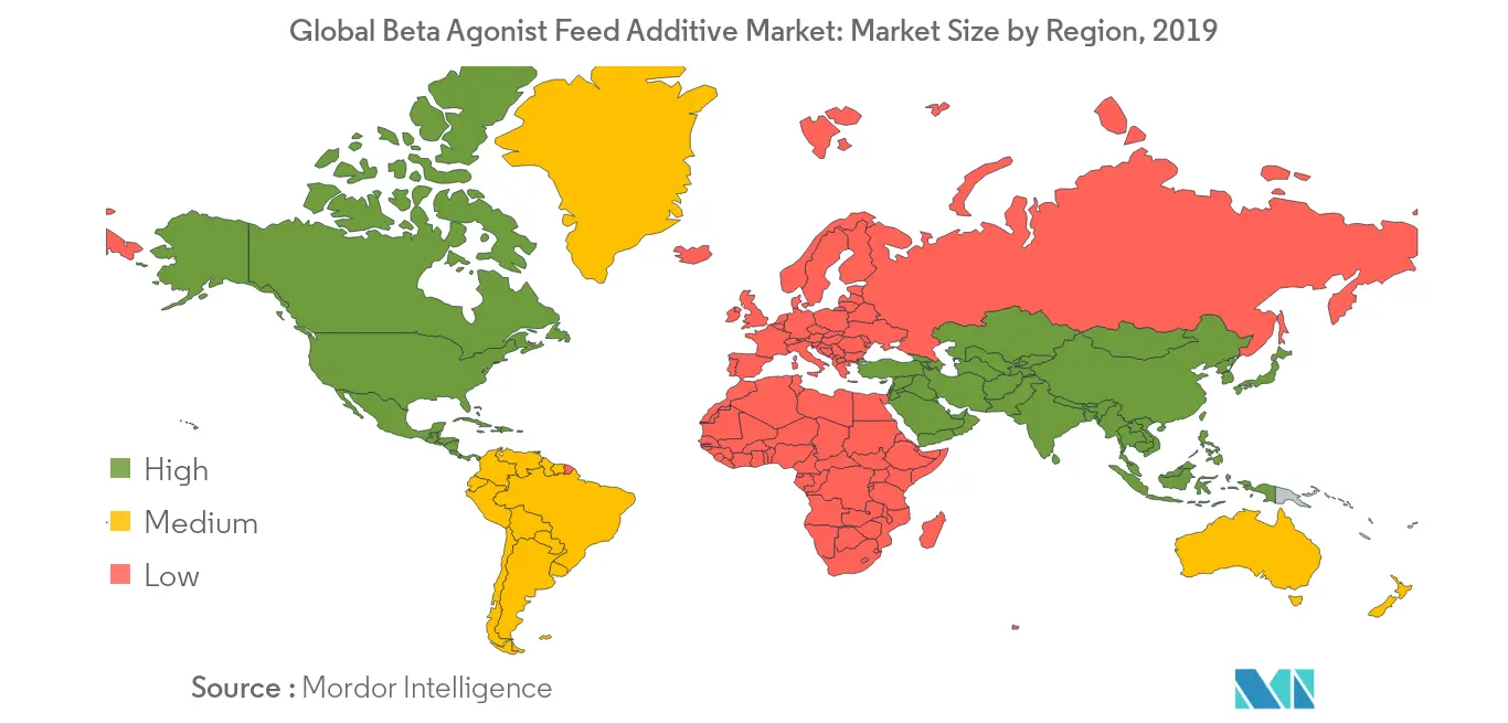Global Beta Agonist Feed Additive Market: Market Size by Region, 2019