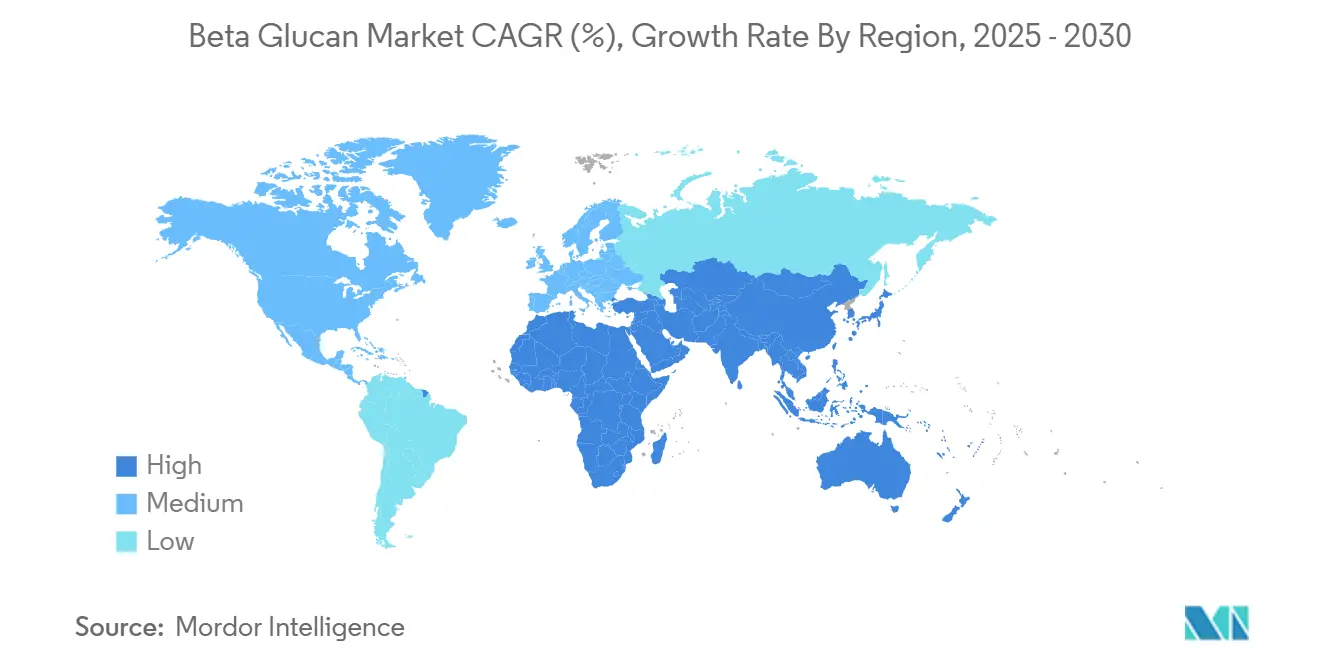 Market Analysis of Beta Glucan Market: Forecasted Growth Rate by Region