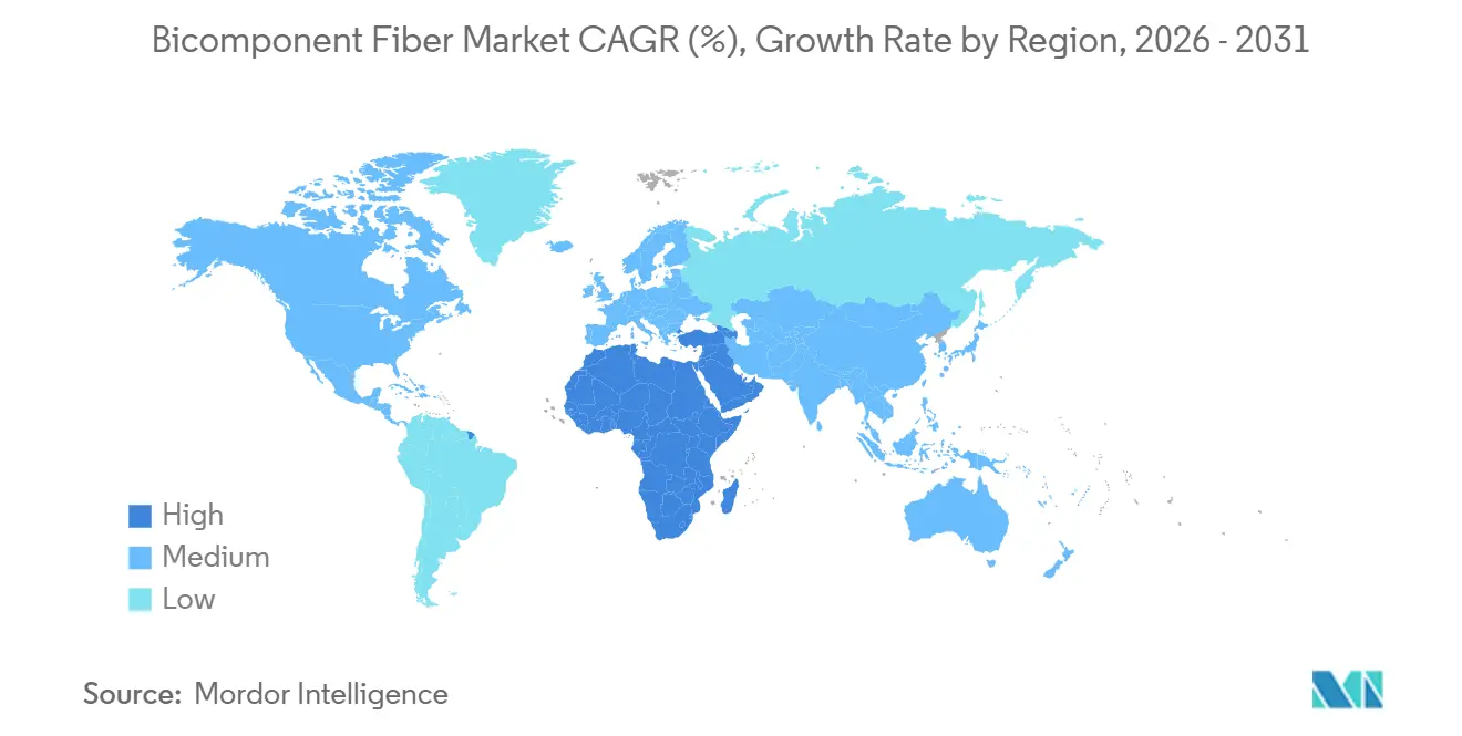 Bicomponent Fiber Market CAGR (%), Growth Rate by Region