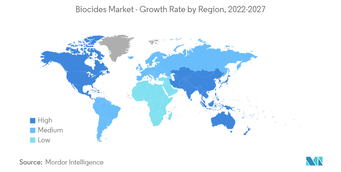 Biocides Market - Growth Rate by Region, 2022-2027