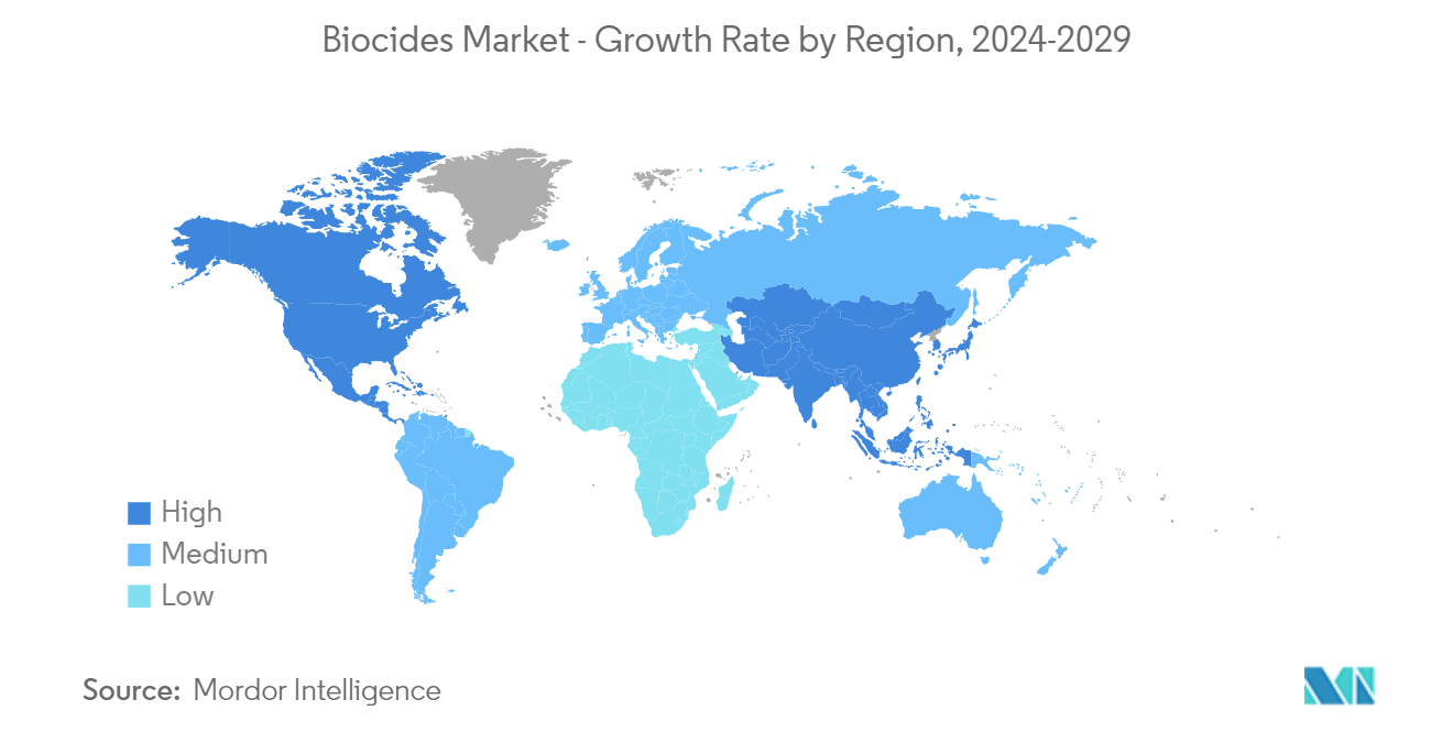 Biocides Market - Growth Rate by Region, 2024-2029