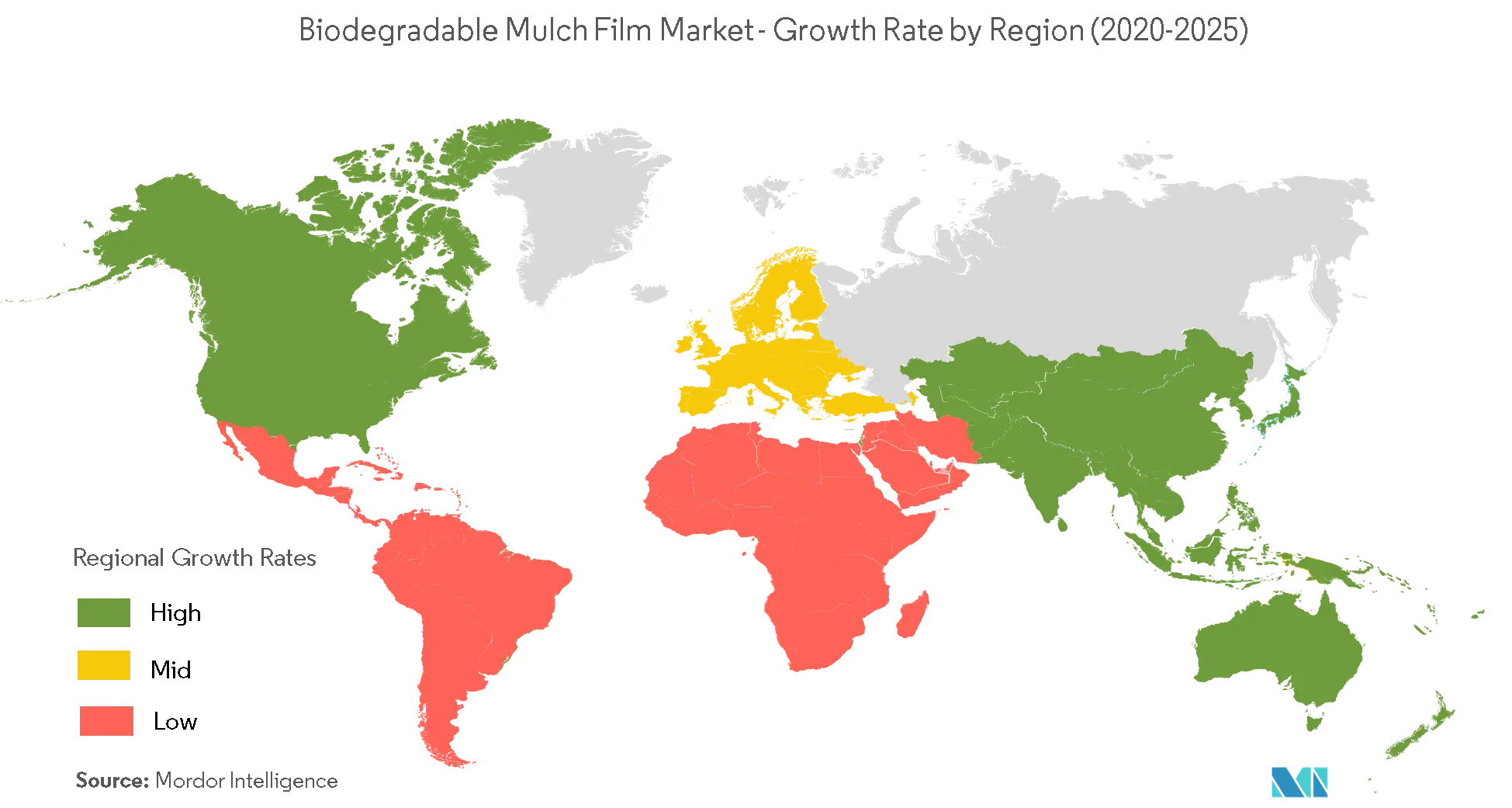 Biodegradable Mulch Films Market: Growth Rate by Region (2020-2025)