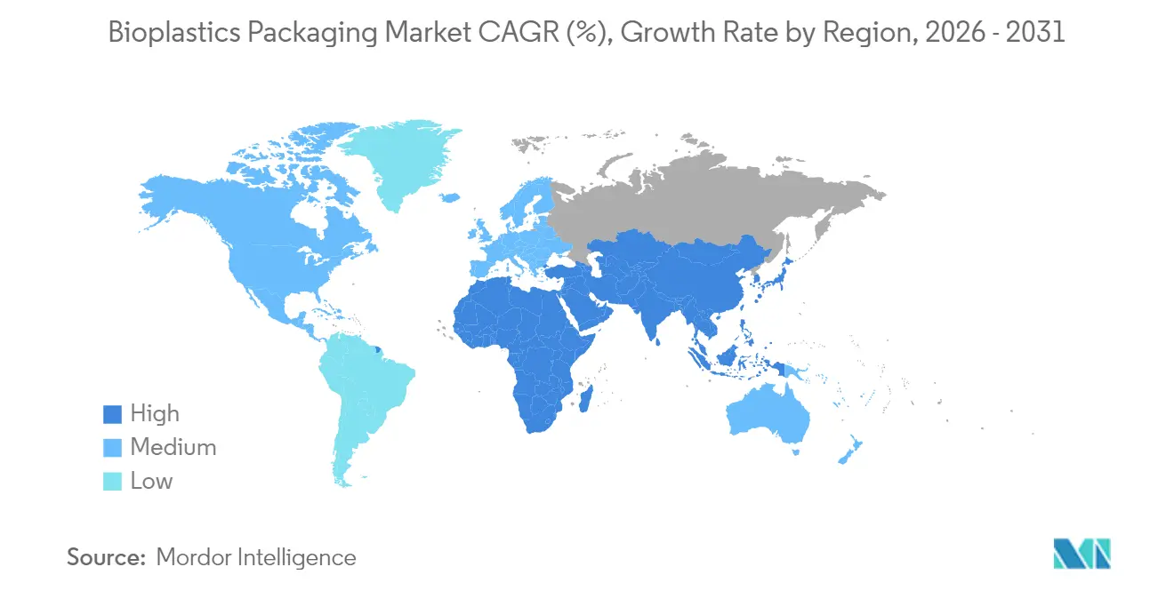 Bioplastics Packaging Market CAGR (%), Growth Rate by Region