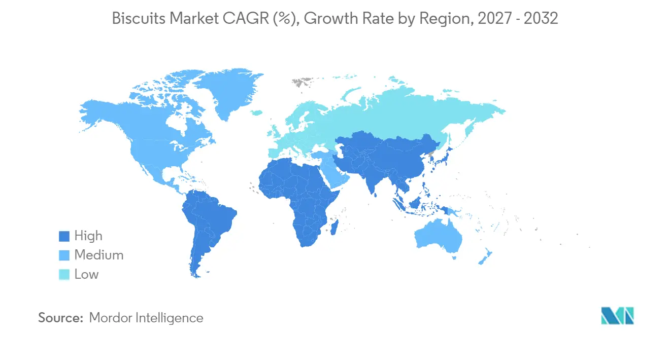 Biscuits Market CAGR (%), Growth Rate by Region