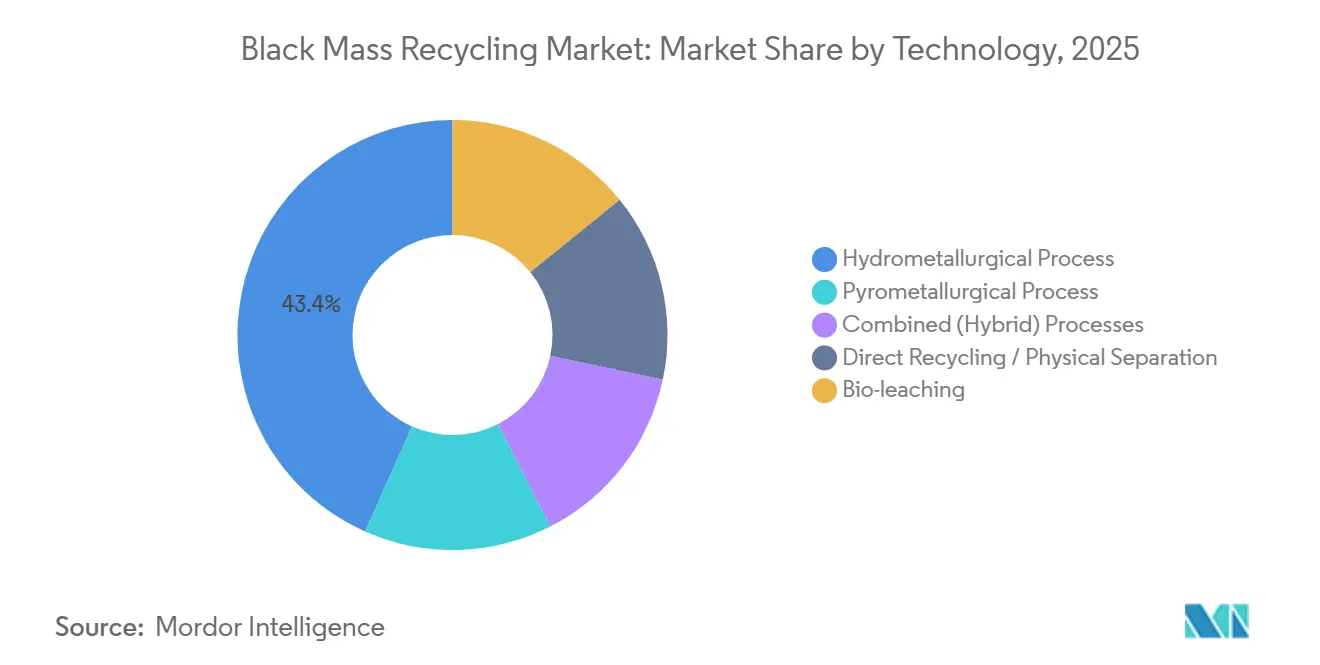Black Mass Recycling Market Share by Technology, 2025