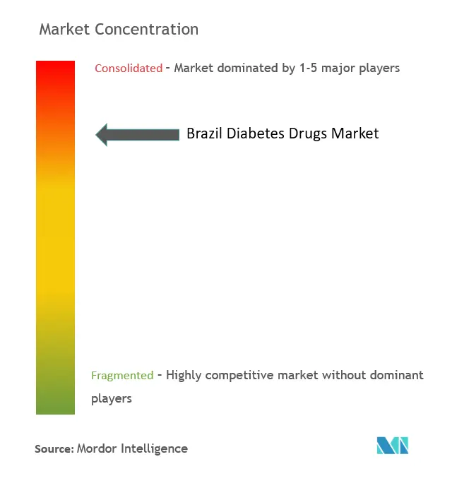 ブラジルの糖尿病治療薬市場集中度